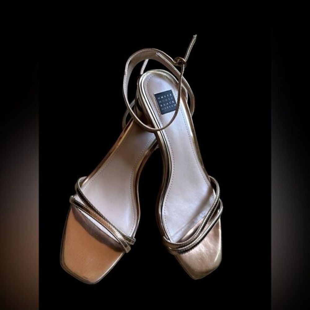 White House Black market Fabulous, strappy BRONZE leather sandal EUC 7M - Picture 4 of 13